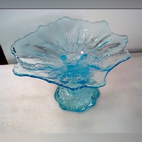 Vintage Ice Blue Oak Tree Trunk Compote - Picture 2 of 3